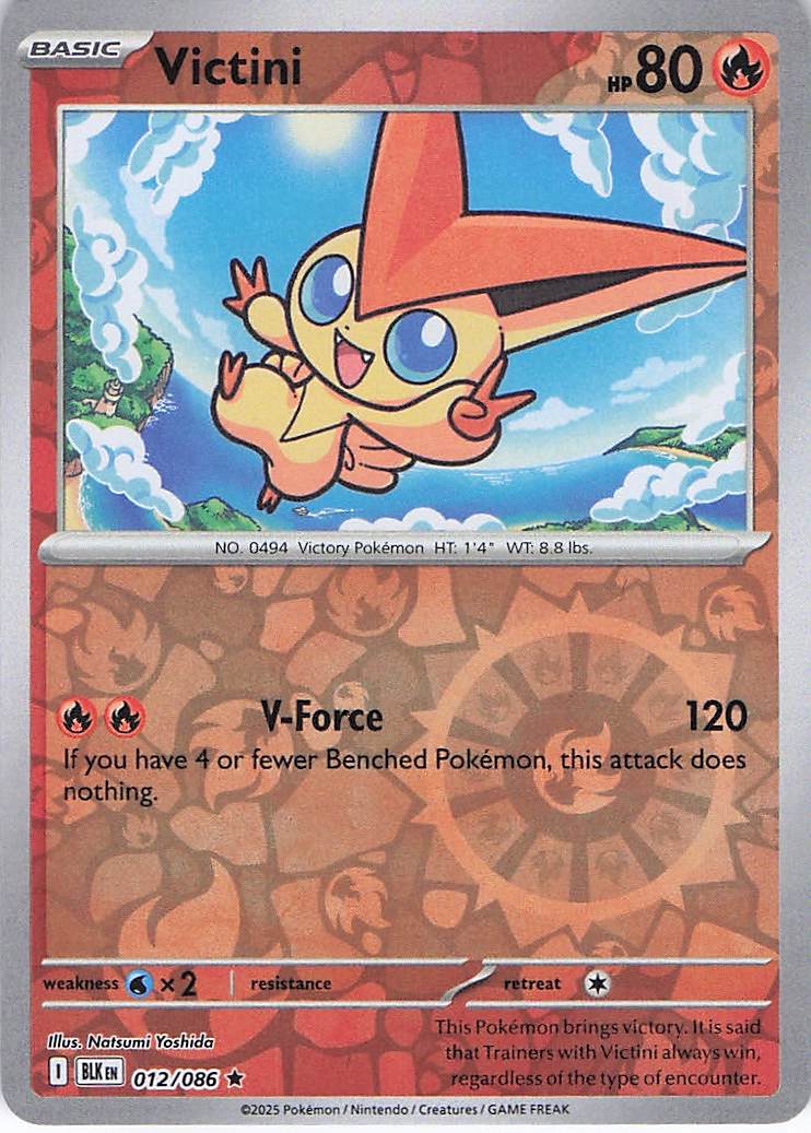 Pokemon TCG - Victini 012/086 Black Bolt Reverse Holo NM