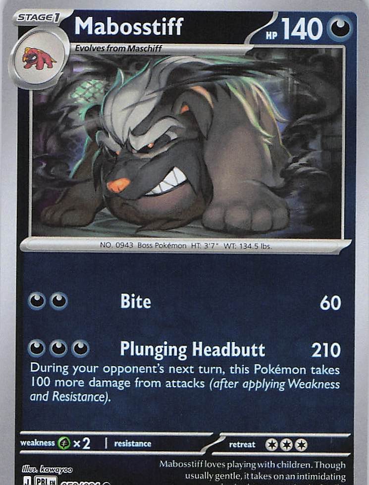 Pokemon TCG - Mabosstiff 058/084 Pitch Black Reverse Holo NM