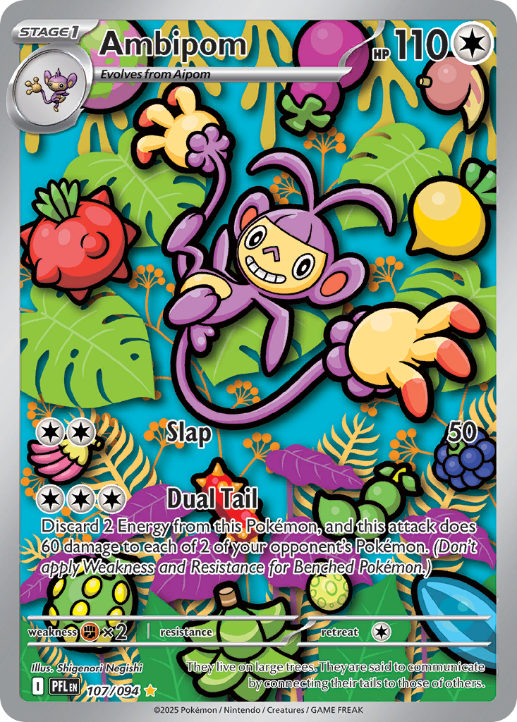 Ambipom 107/094 Illustration Rare Phantasmal Flames Pokemon Near Mint