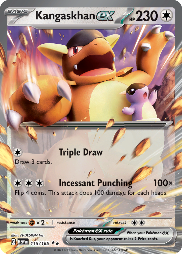 Kangaskhan ex 115/165 Double Rare 151 Pokemon Near Mint
