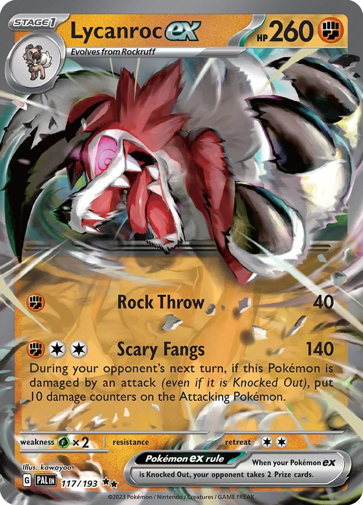 Lycanroc ex 117/193 Double Rare Paldea Evolved Pokemon Near Mint