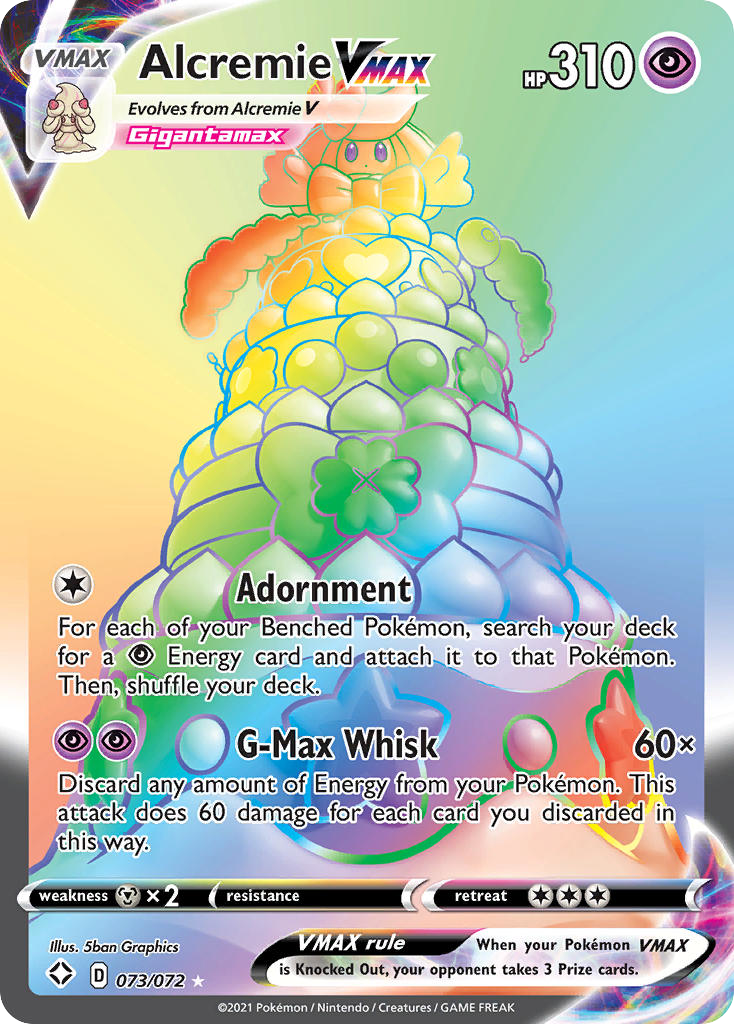 Alcremie VMAX 073/072 Rainbow Rare Shining Fates Pokemon NM