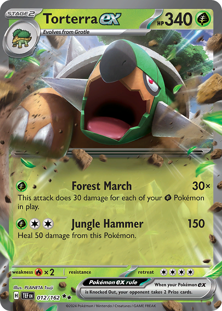 Torterra ex 012/162 Double Rare Temporal Forces Pokemon Near Mint