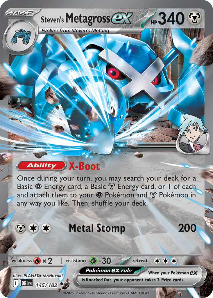 Steven's Metagross ex 145/182 Double Rare Destined Rivals Pokemon Near Mint