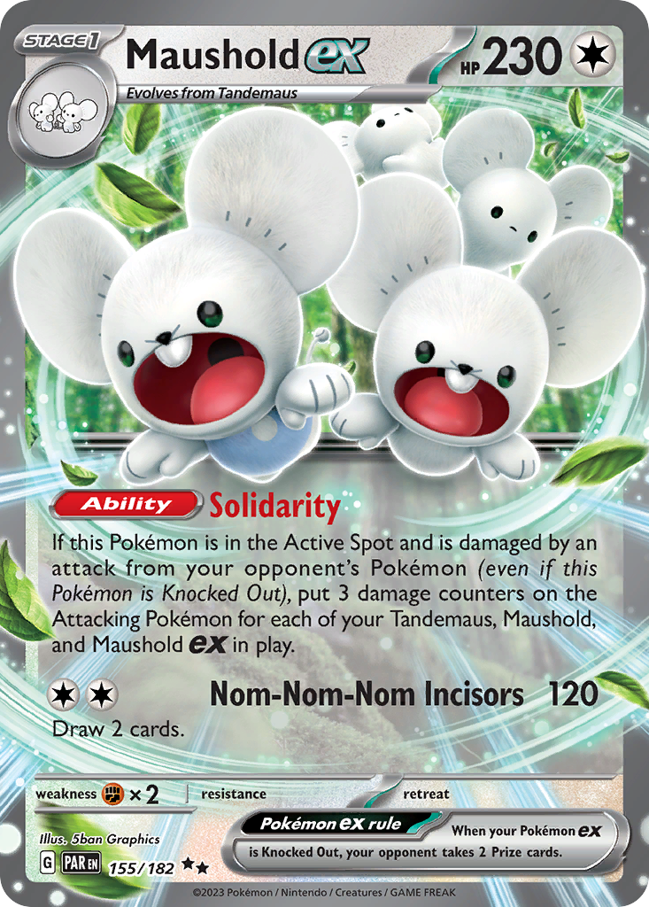 Maushold ex 155/182 Double Rare Paradox Rift Pokemon Near Mint