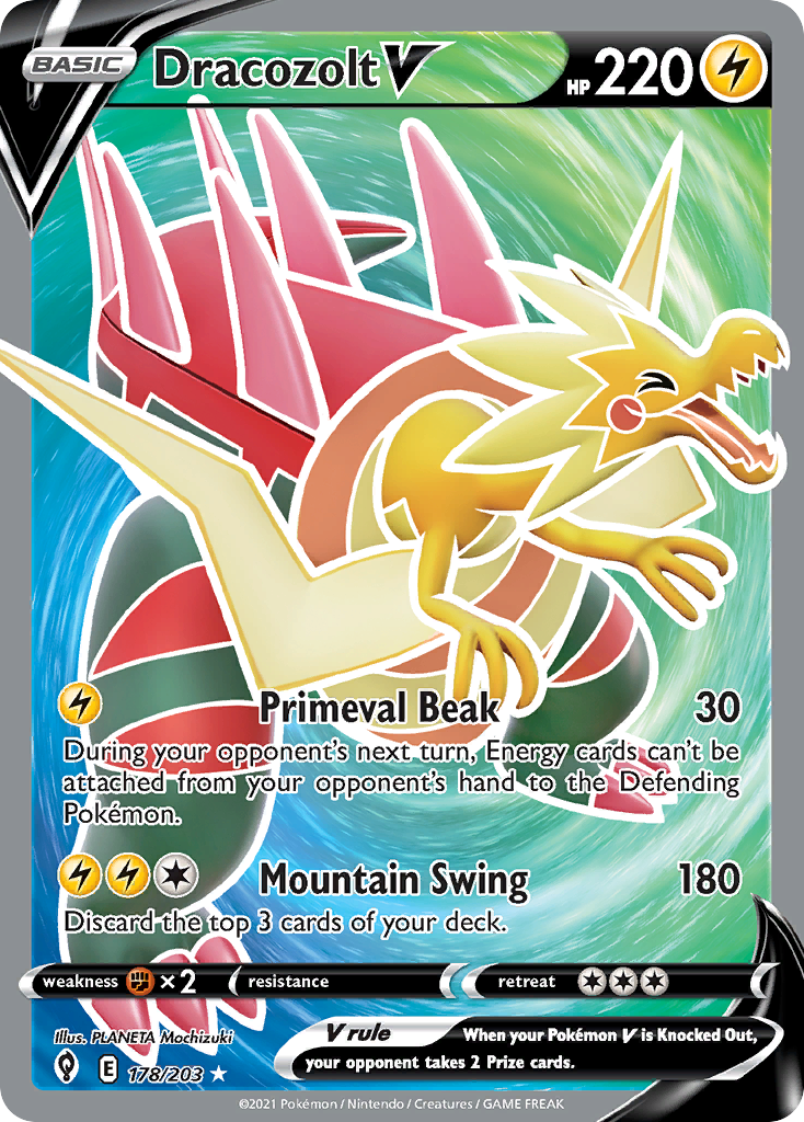Dracozolt V 178/203 Ultra Rare Evolving Skies Pokemon Near Mint