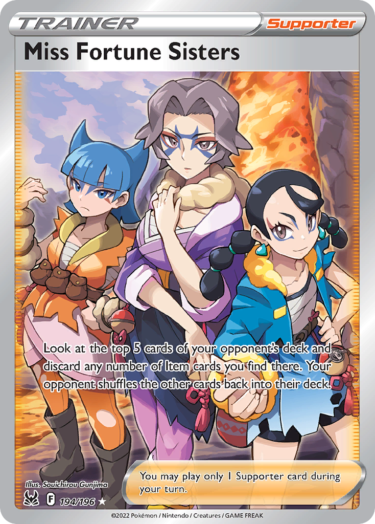 Miss Fortune Sisters 194/196 Ultra Rare Lost Origin Pokemon Near Mint