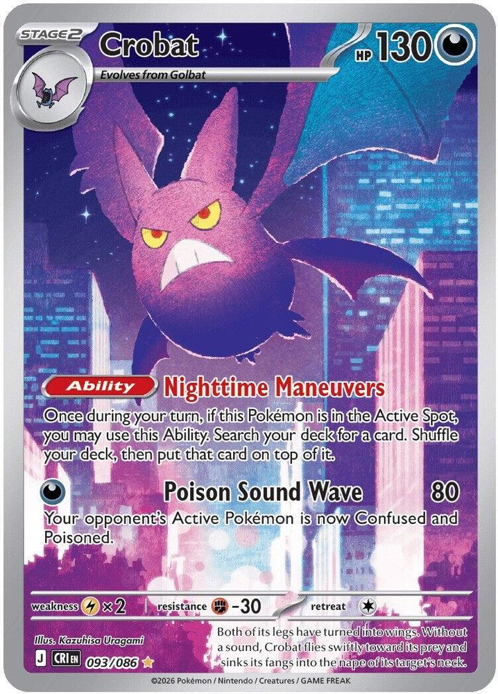 Crobat 093/086 Holo Illustration Rare Chaos Rising Pokemon NM