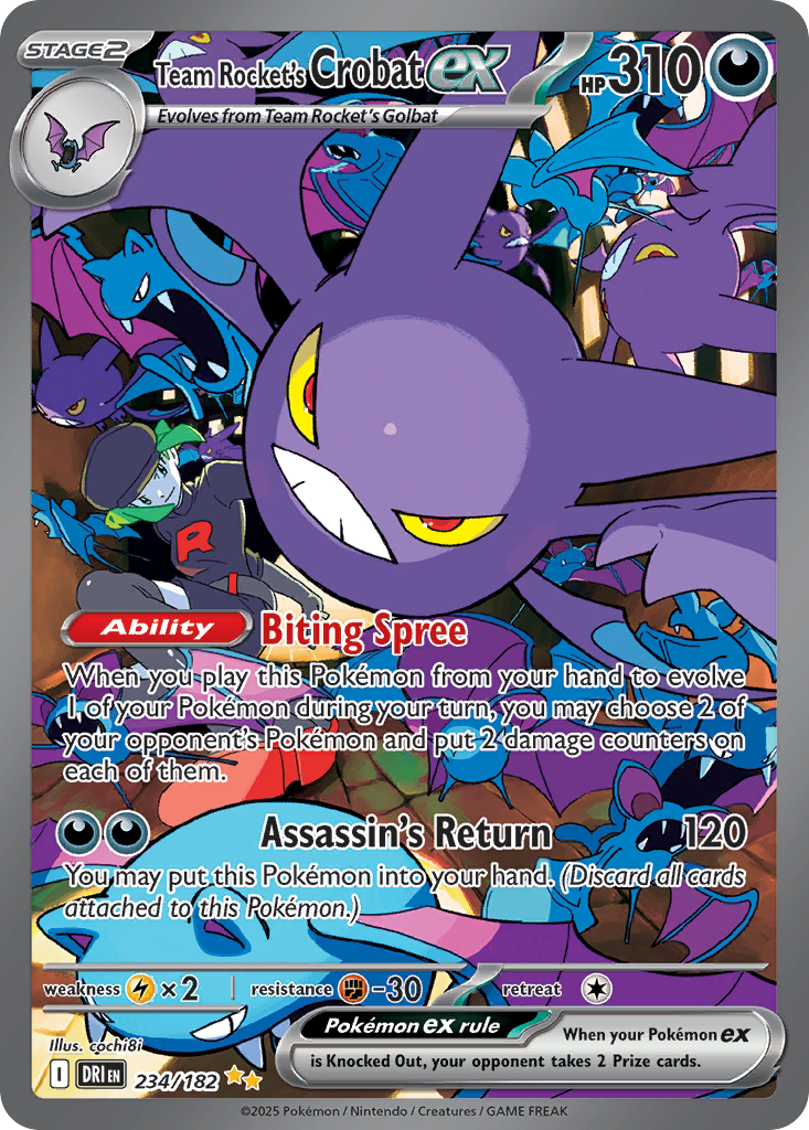 Team Rocket's Crobat ex 234/182 Destined Rivals Pokemon NM