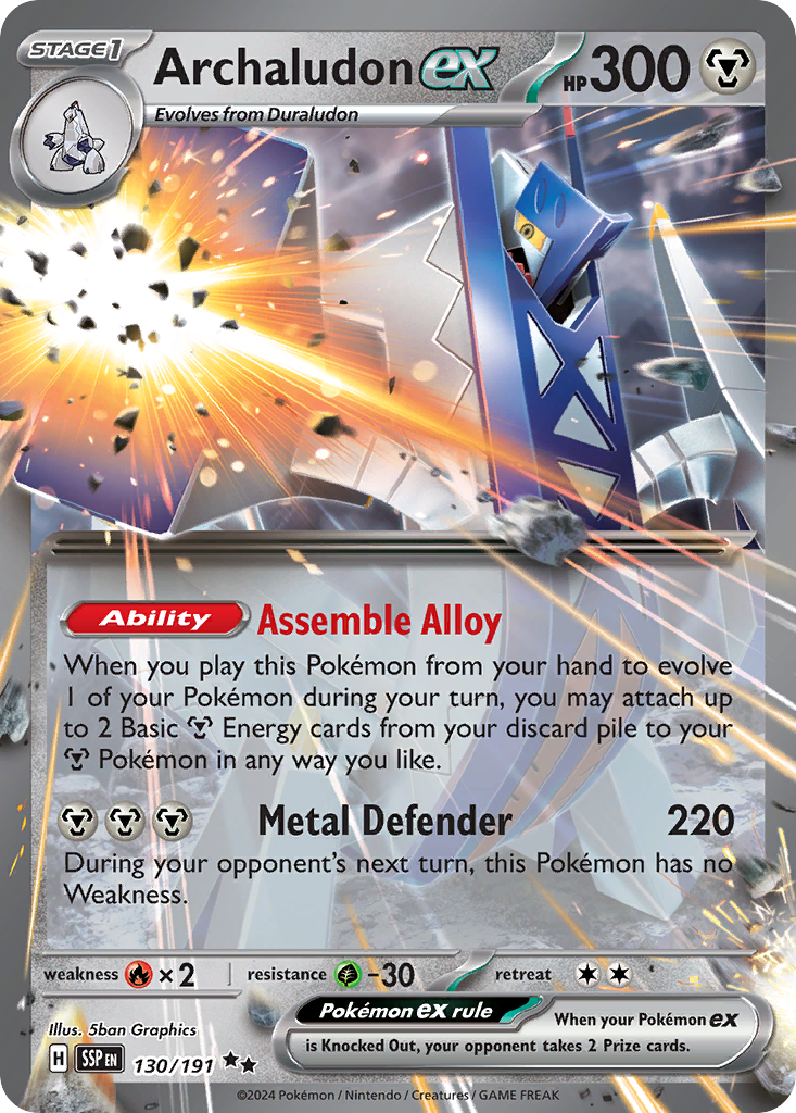 Archaludon ex 130/191 Double Rare Surging Sparks Pokemon Holo Near Mint