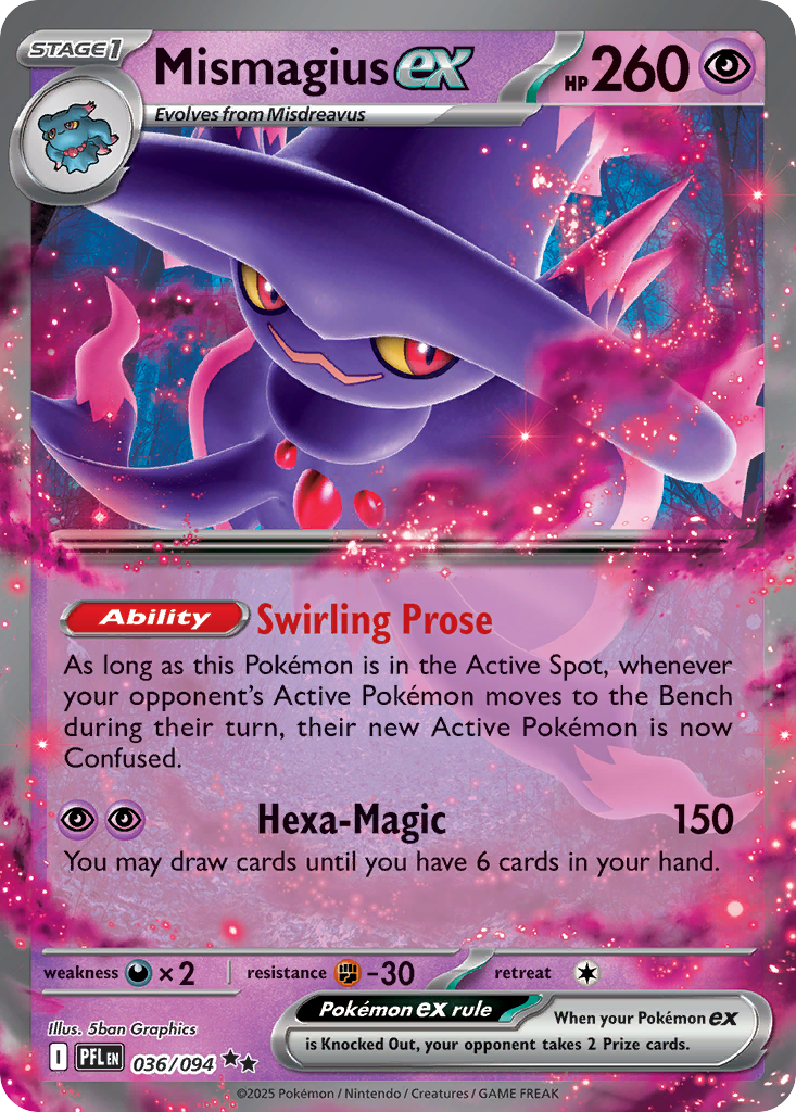 Mismagius ex 036/094 Double Rare Phantasmal Flames Pokemon Near Mint