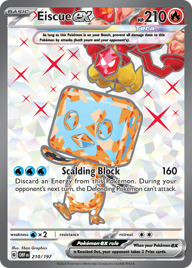 Eiscue ex 210/197 Ultra Rare Obsidian Flames Pokemon Holo NM