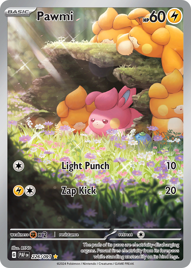 Pawmi 226/091 Illustration Rare Paldean Fates Pokemon Holo NM