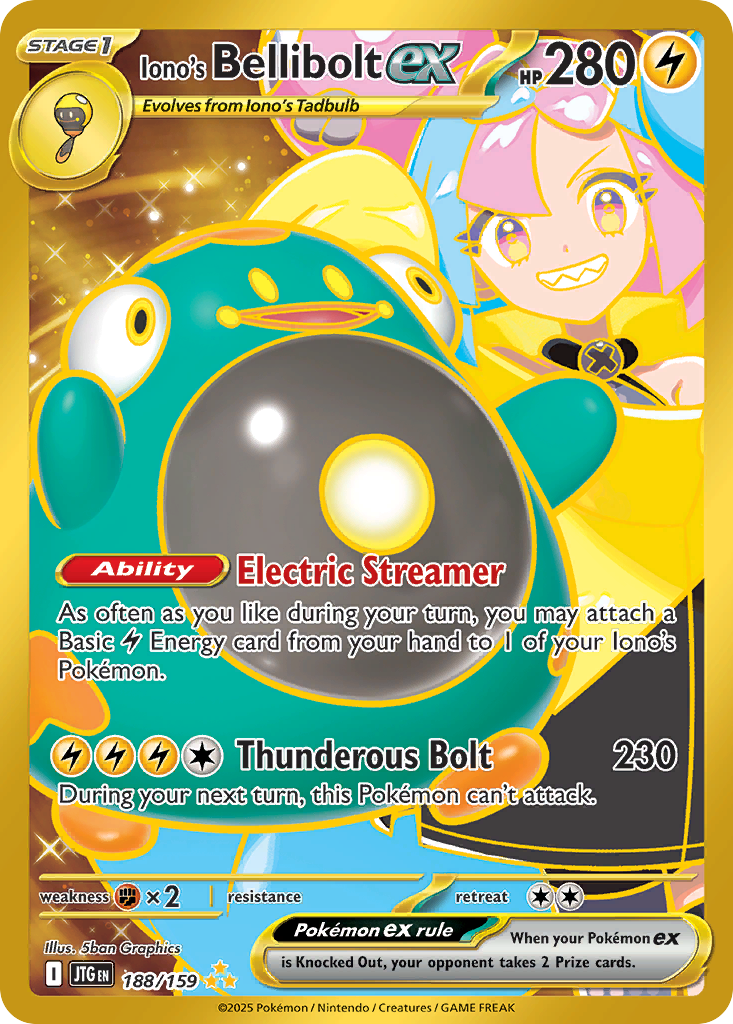 Iono's Bellibolt ex 188/159 Hyper Rare Journey Together Pokemon NM