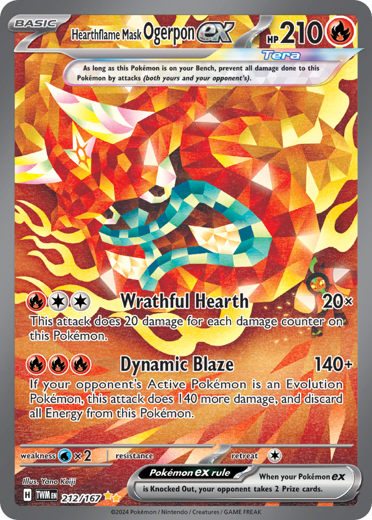 Hearthflame Mask Ogerpon ex 212/167 Twilight Masquerade Pokemon NM