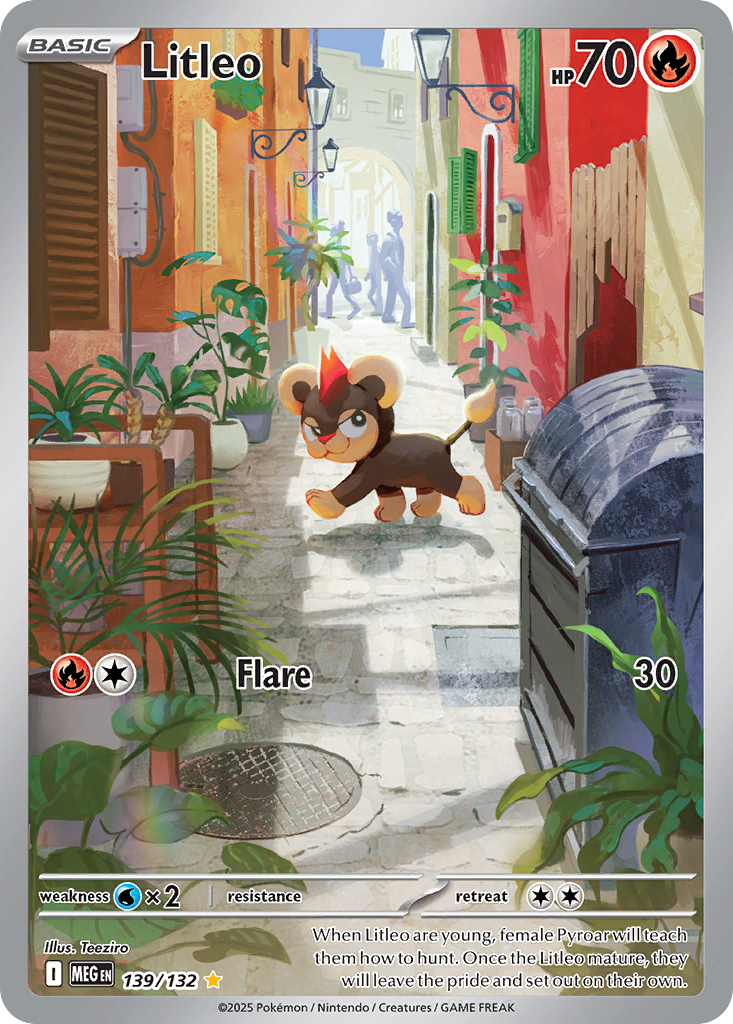 Litleo 139/132 Illustration Rare Mega Evolution Pokemon Holo NM