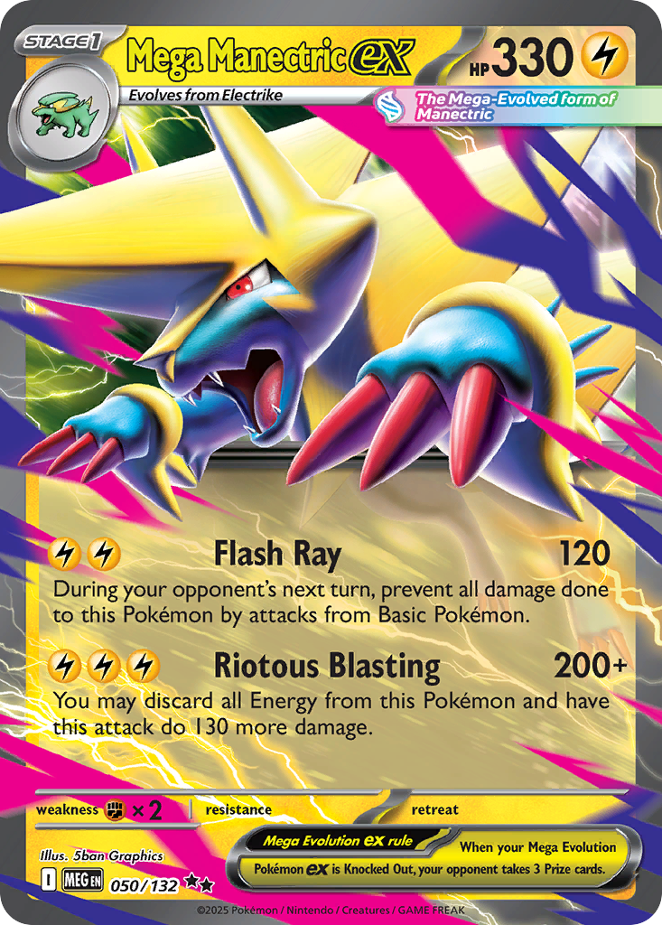 Mega Manectric ex 050/132 Double Rare Mega Evolution Pokemon Near Mint
