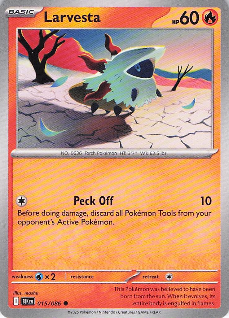 Pokemon TCG - Larvesta 015/086 Black Bolt NM