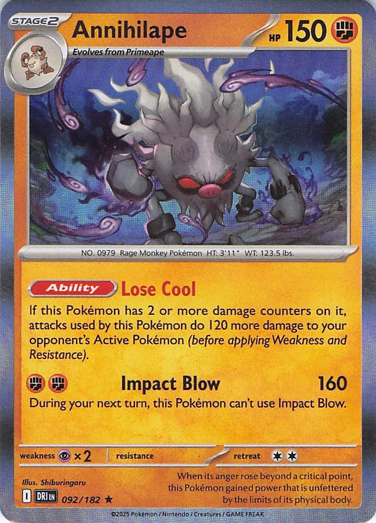 Pokemon TCG - Annihilape 092/182 Destined Rivals Holo NM