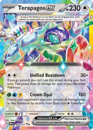 Terapagos ex 092/131 Holo Double Rare Prismatic Evolutions Pokemon Near Mint