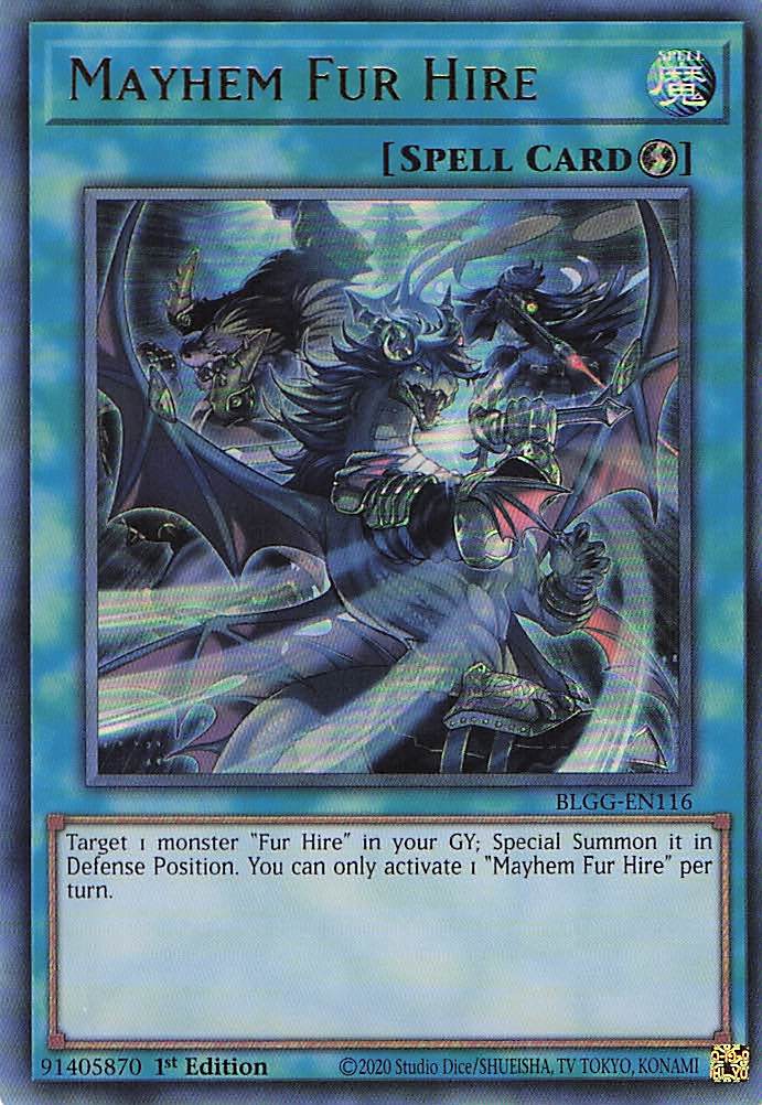 Mayhem Fur Hire BLGG-EN116 Yu-Gi-Oh 1st Edition NM