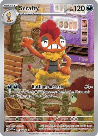 Scrafty 139/086 Illustration Rare White Flare Pokemon Near Mint