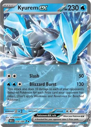 Kyurem ex 028/086 Holo Double Rare Black Bolt Pokemon Near Mint