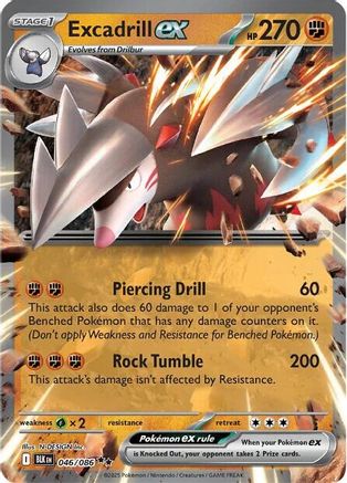 Excadrill ex 046/086 Holo Double Rare Black Bolt Pokemon Near Mint