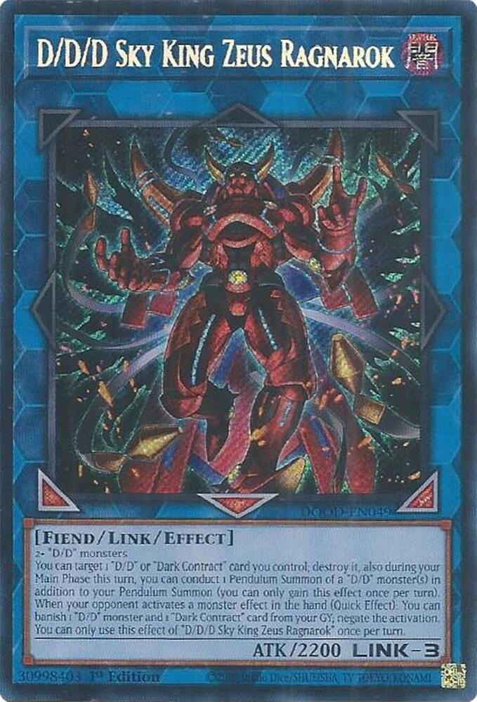 D/D/D Sky King Zeus Ragnarok DOOD-EN049 Secret Rare NM