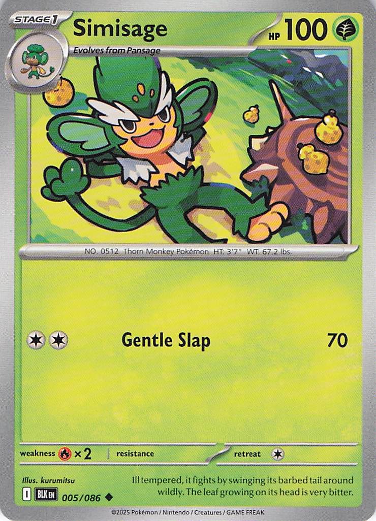 Pokemon TCG - Simisage 005/086 Black Bolt NM