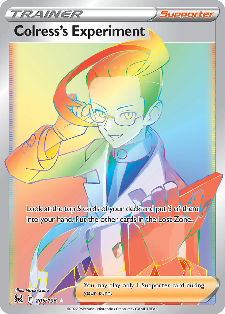 Colress's Experiment 205/196 Rainbow Rare Lost Origin Pokemon NM