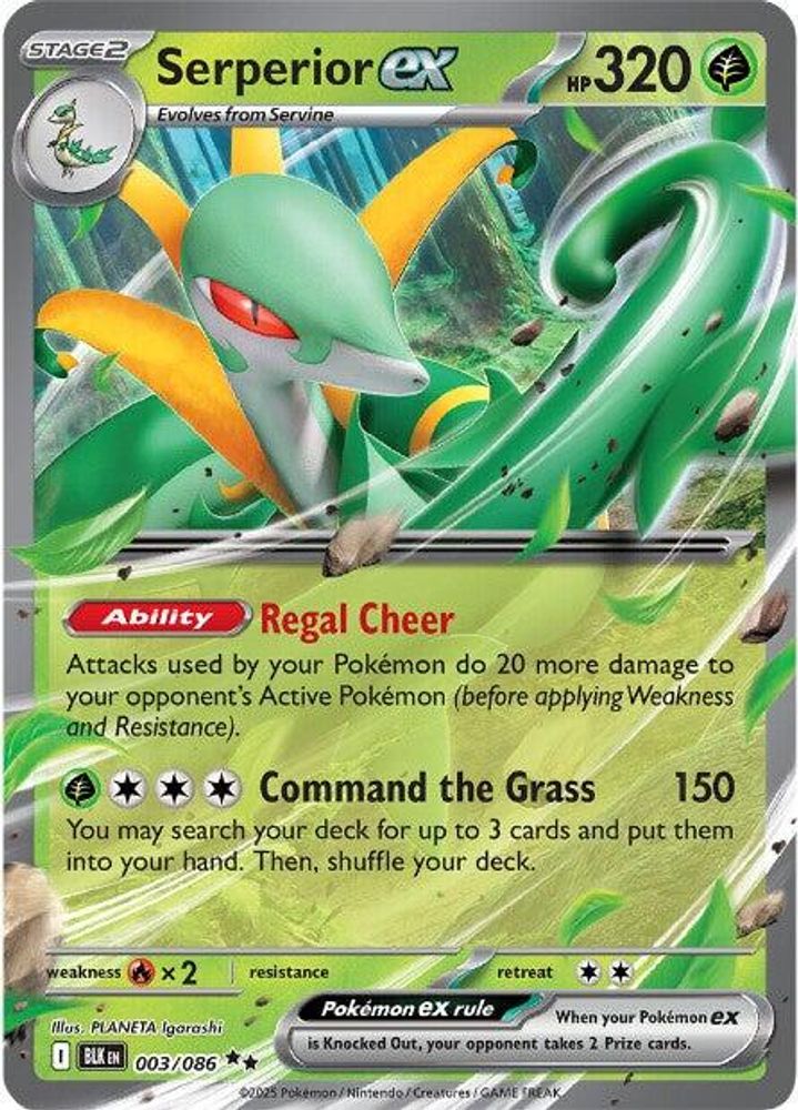 Serperior ex 003/086 Holo Double Rare Black Bolt Pokemon NM