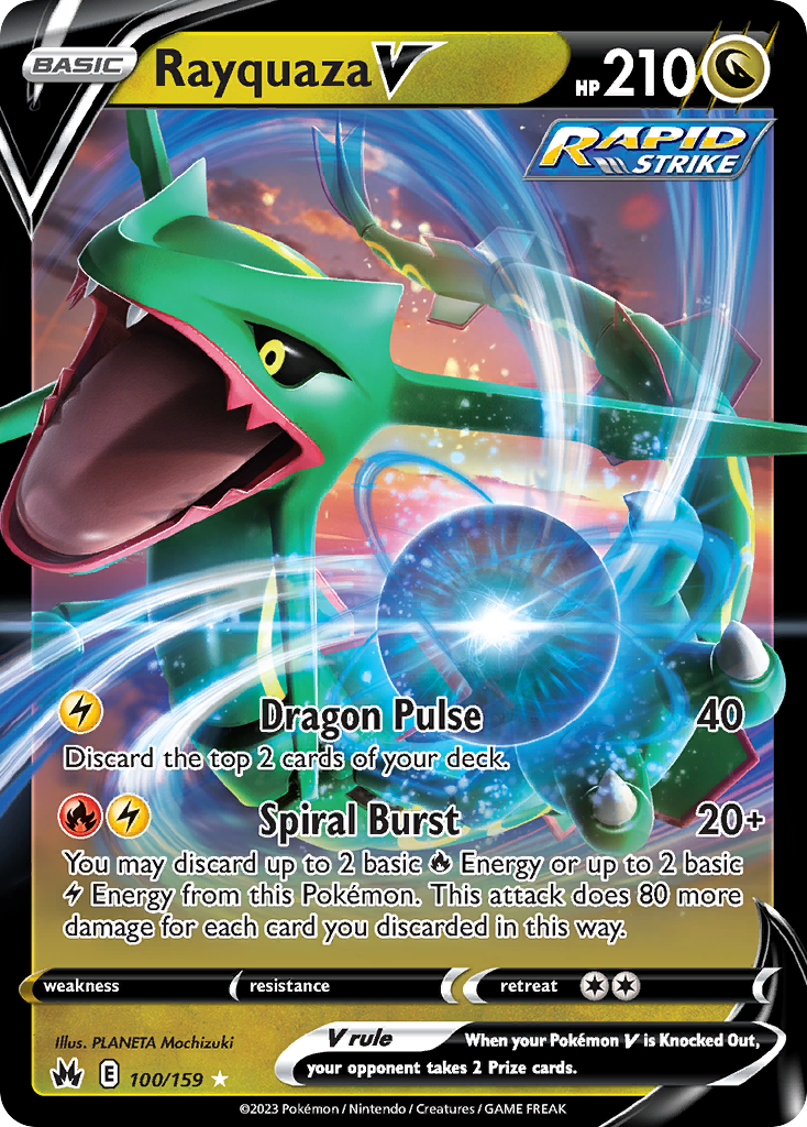 Rayquaza V 100/159 Ultra Rare Crown Zenith Pokemon NM