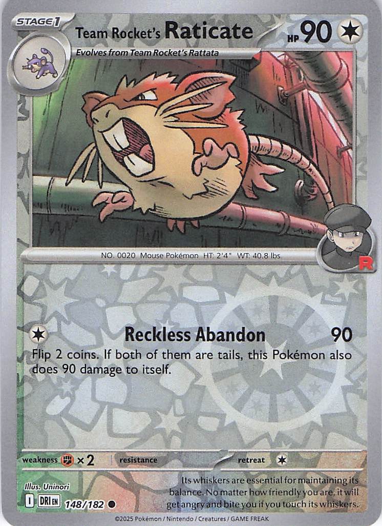 Pokemon TCG - Team Rocket's Raticate 148/182 Destined Rivals Reverse Holo NM