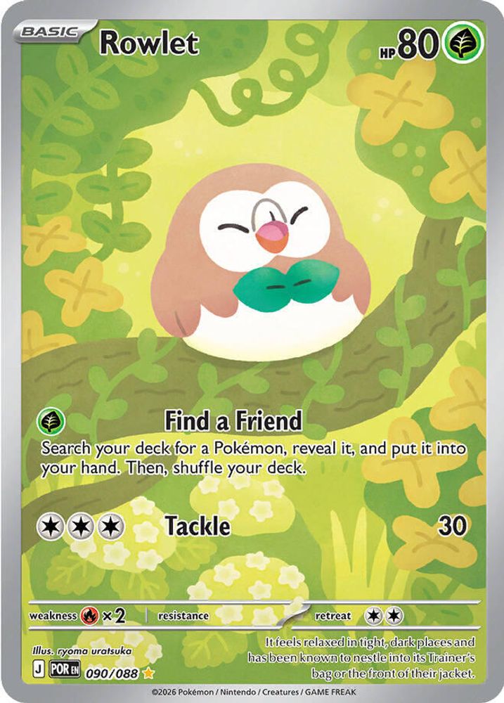 Rowlet 090/088 Holo Illustration Rare Perfect Order Pokemon NM