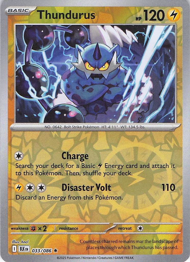 Pokemon TCG - Thundurus 033/086 Black Bolt Reverse Holo NM