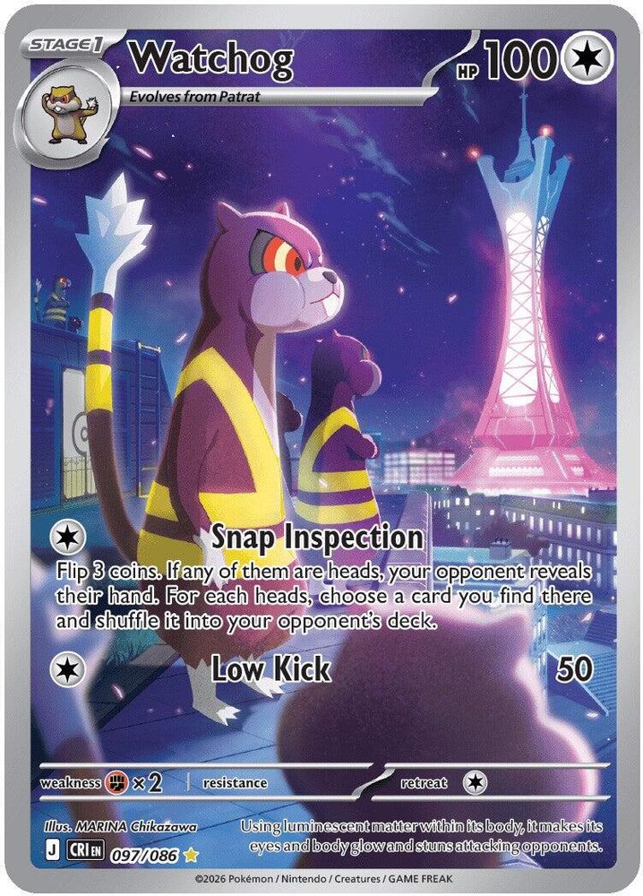 Watchog 097/086 Holo Illustration Rare Chaos Rising Pokemon NM