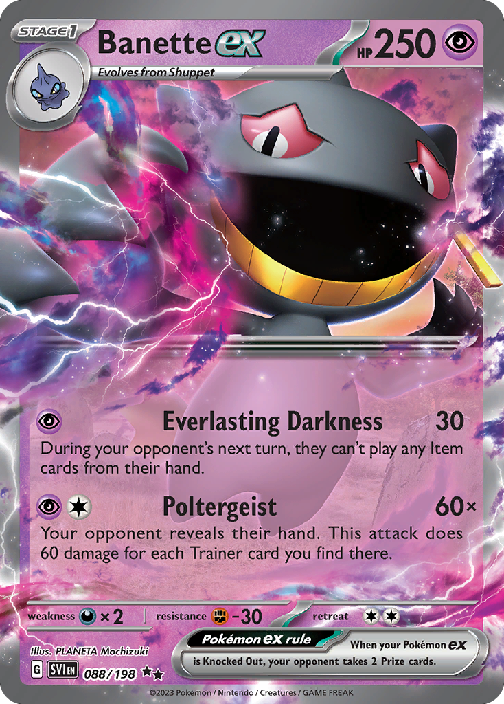 Banette ex 088/198 Double Rare Scarlet & Violet Pokemon Near Mint