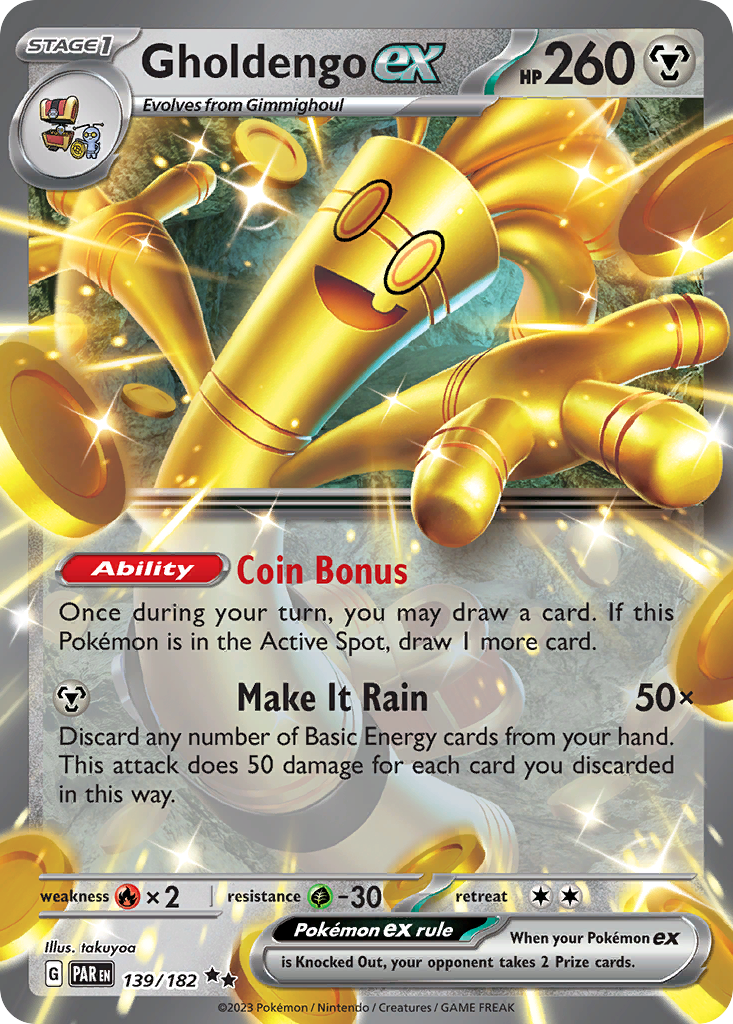Gholdengo ex 139/182 Double Rare Paradox Rift Pokemon NM