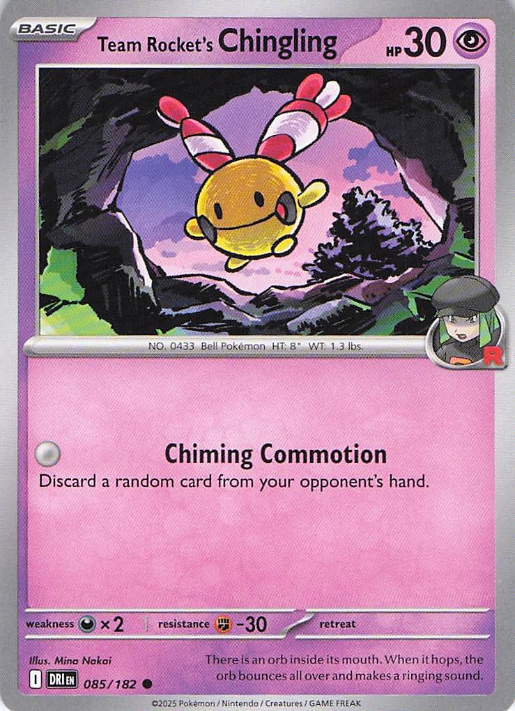 Pokemon TCG - Team Rocket's Chingling 085/182 Destined Rivals NM