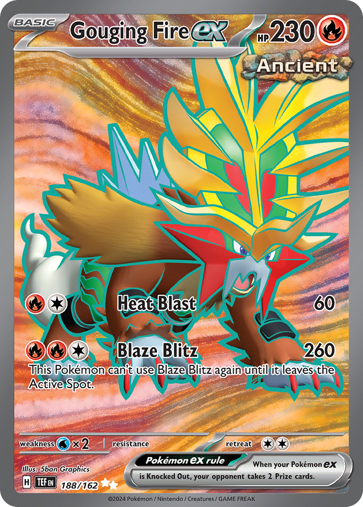 Gouging Fire ex 188/162 Ultra Rare Temporal Forces Pokemon Holo NM