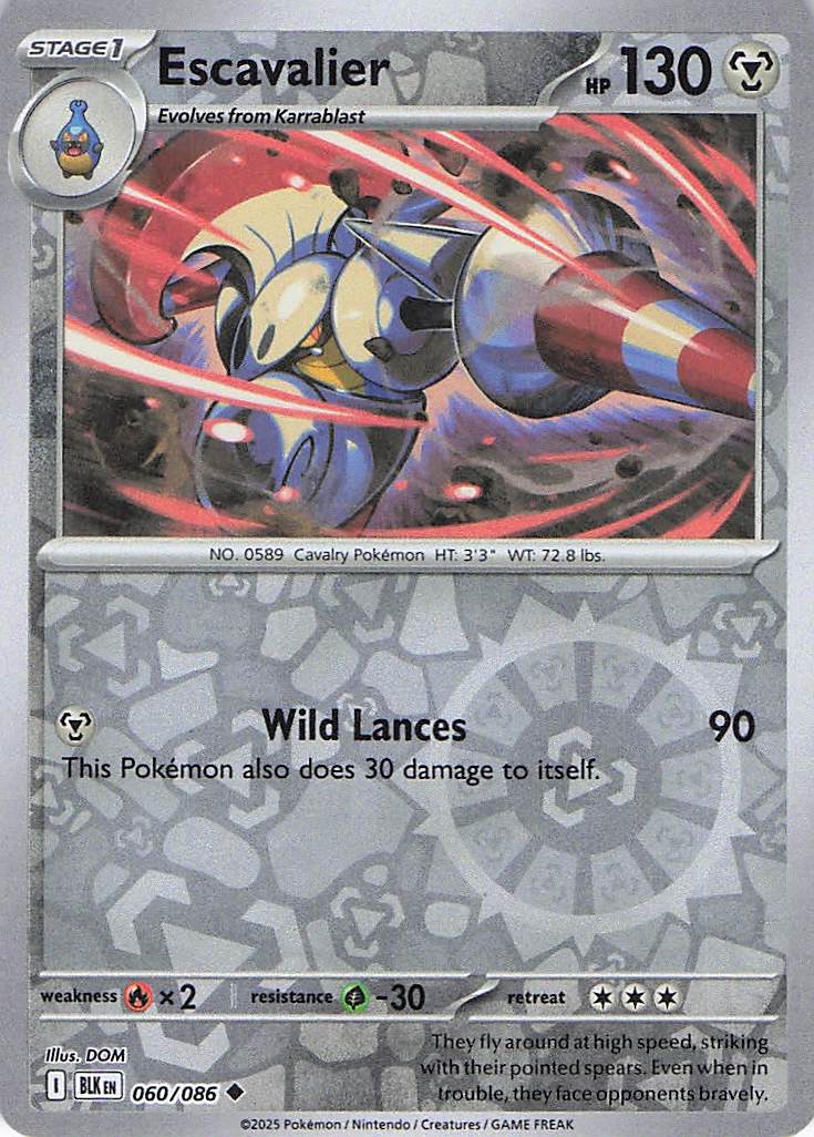 Pokemon TCG - Escavalier 060/086 Black Bolt Reverse Holo NM