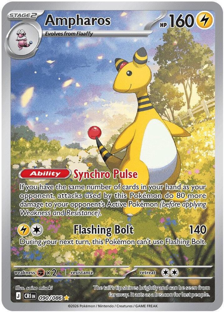 Ampharos 090/086 Holo Illustration Rare Chaos Rising Pokemon NM