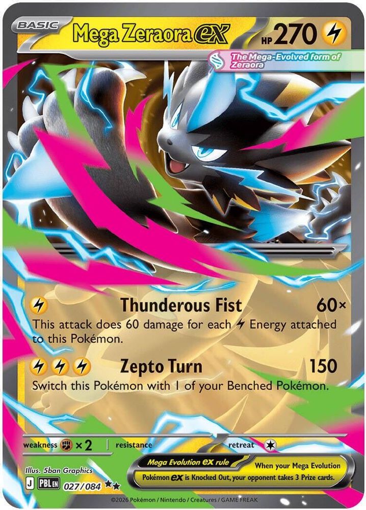 Mega Zeraora ex 027/084 Double Rare Pitch Black Pokemon NM