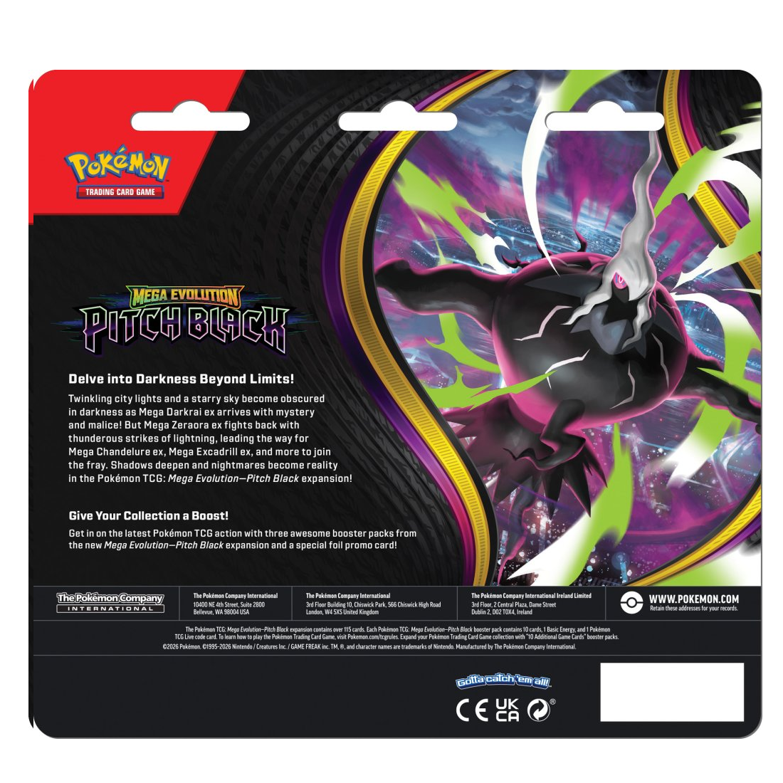 Pokemon TCG - Mega Evolution Pitch Black Three Booster Blister