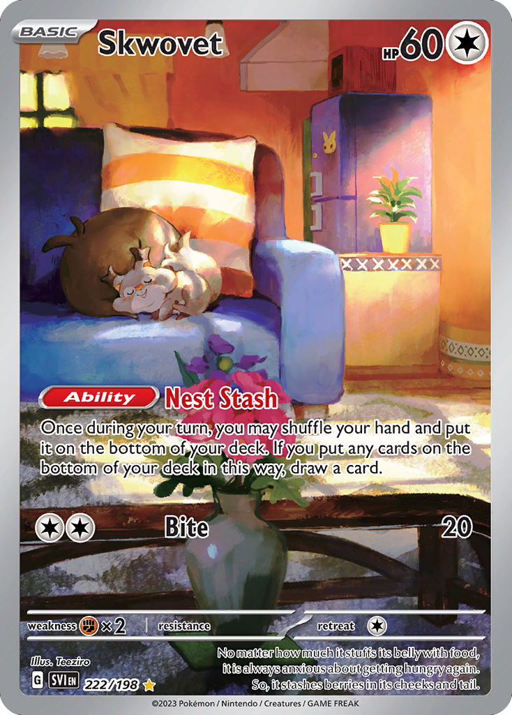 Skwovet 222/198 Illustration Rare Scarlet & Violet Pokemon Holo NM