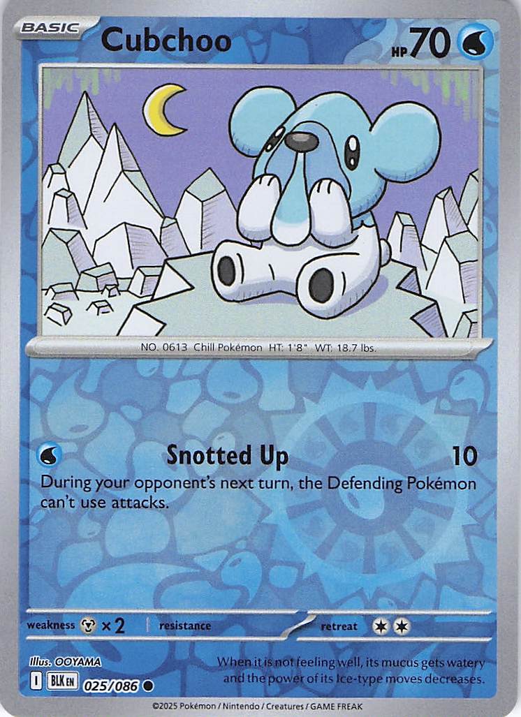 Pokemon TCG - Cubchoo 025/086 Black Bolt Reverse Holo NM