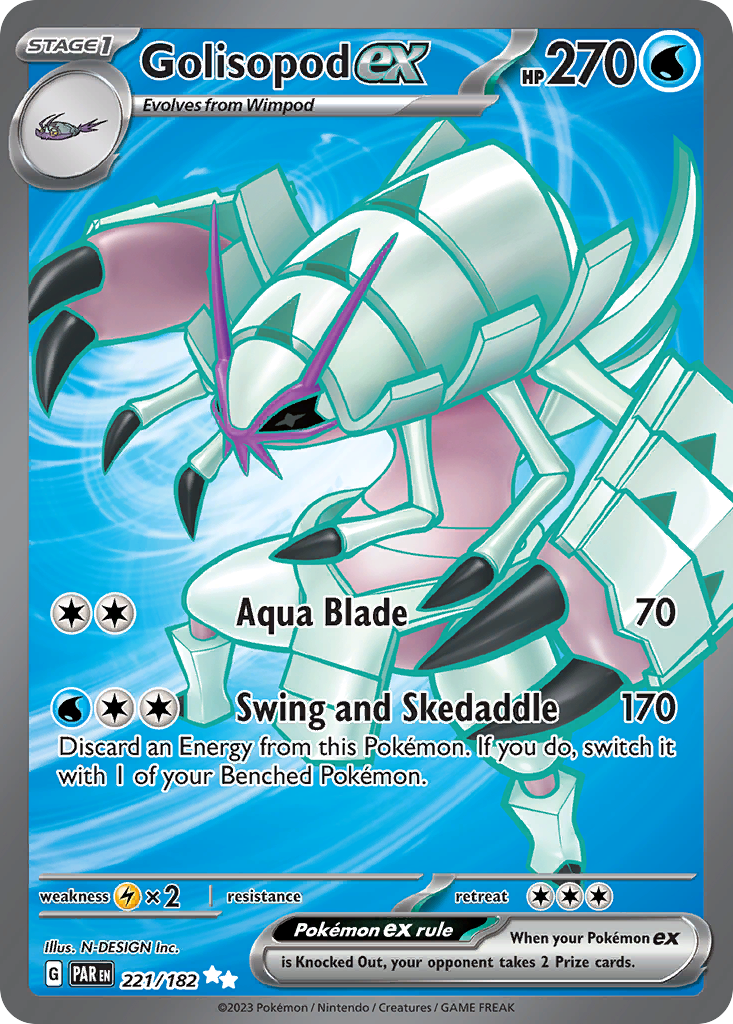 Golisopod ex 221/182 Ultra Rare Paradox Rift Pokemon Holo NM