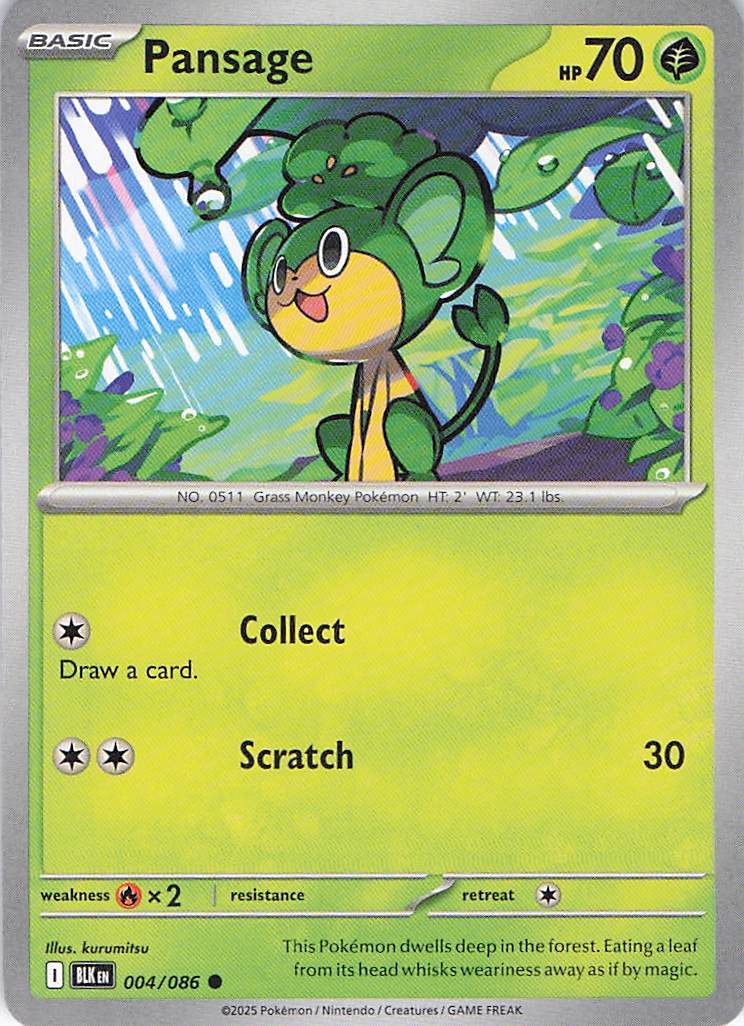 Pokemon TCG - Pansage 004/086 Black Bolt NM