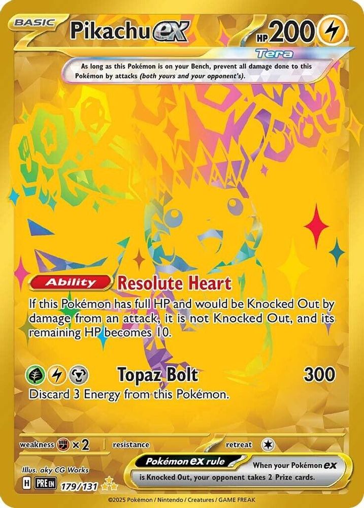 Pikachu ex 179/131 Hyper Rare Prismatic Evolutions Pokemon Near Mint